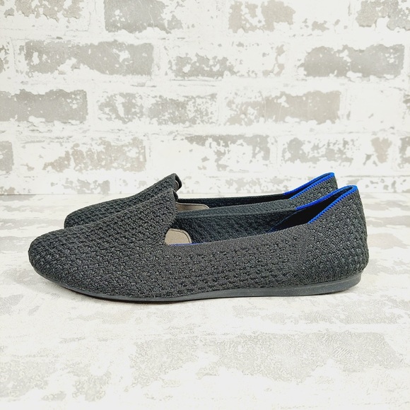 NEW Rothy's The Flat Black Knit Round Toe Slip On Loafers V96